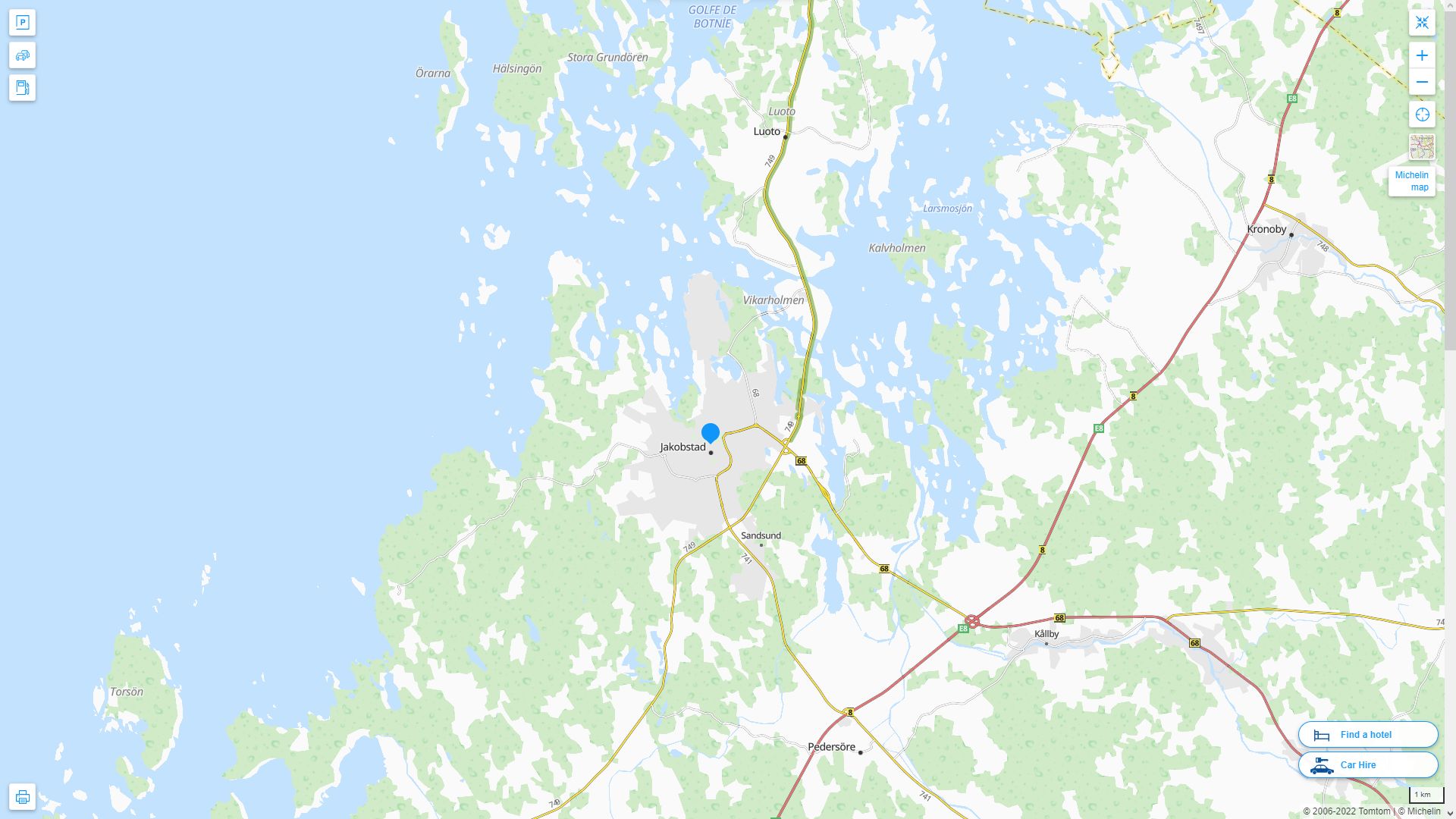 Jakobstad Highway and Road Map